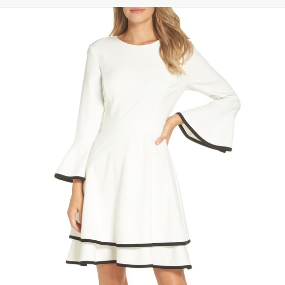 eliza j bell sleeve fit & flare dress